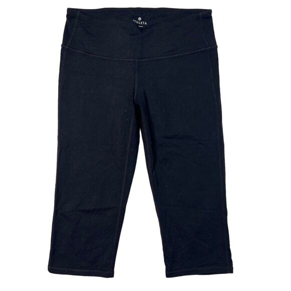 Athleta Chaturanga Knicker Capri Leggings Mid Rise Solid Black Womens S Small - Picture 2 of 7